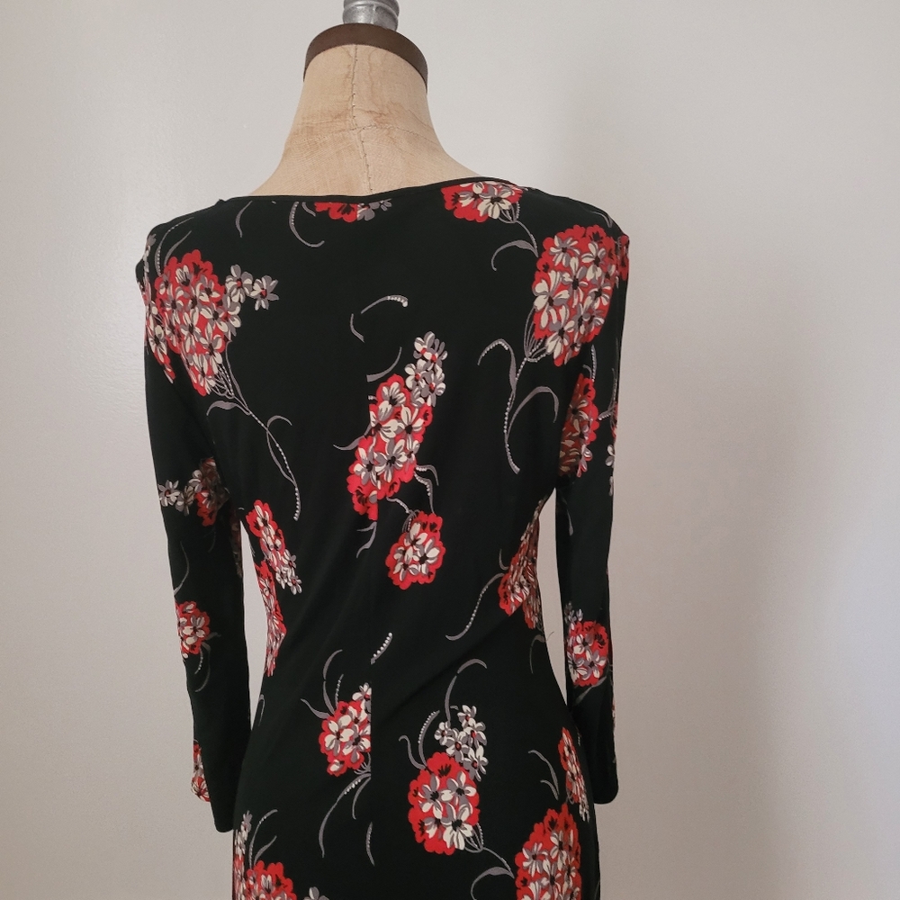 Vintage Laundry by Shelli Segal Black & Red Floral Dress Whimsigoth 6 - Picture 7 of 15
